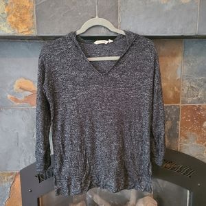 Soft Surroundings Heathered Grey 3/4 sleeve hooded sweater top legging top sz SP